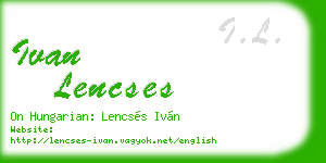 ivan lencses business card